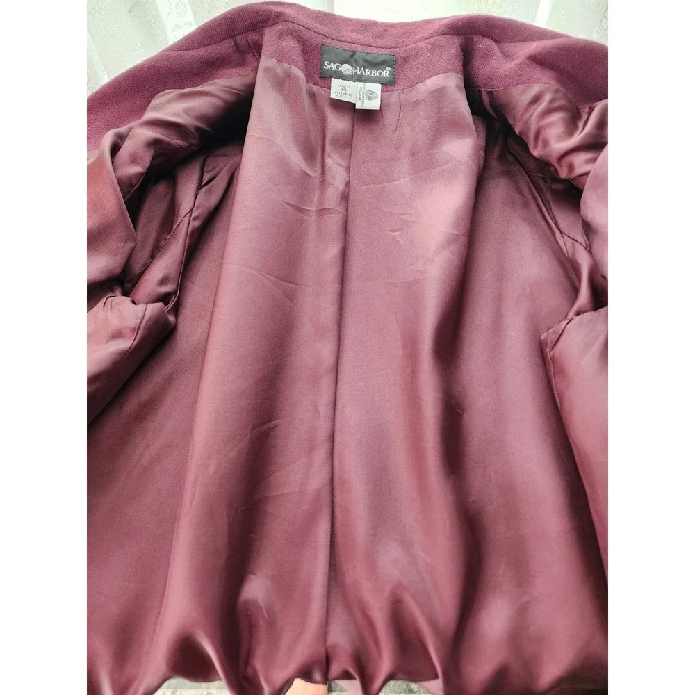 Vintage 90s Longline Blazer Wool Heritage Academia Countryside Purple Size 14